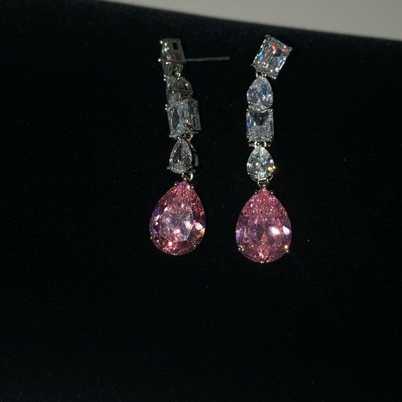 Pink Sapphire Multi-Stone Dangle Earrings - Picture 7 of 11